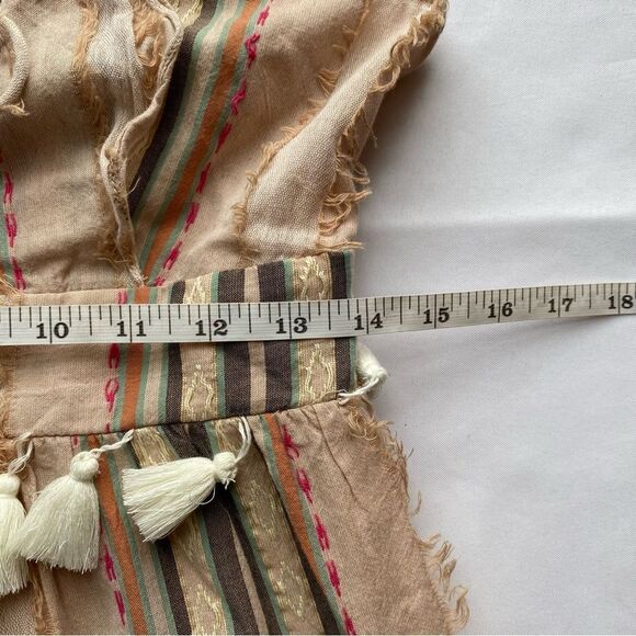 Hemant & Nandita Multicolored Cotton Pixie Fringe Midi Dress Size Medium - Picture 15 of 16